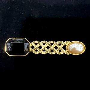 Pendent Braided Gold and Mother of Pearl Plus a Black Stone. Gold Filled Amazing